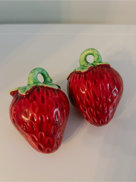 Other - Vintage Strawberry Salt and Pepper Shakers Ceramic Strawberry Kitchen Decor